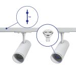 Bright Choice Komplettset 1-Phasen Rail 1 Meter Weiß | incl. 2x Spot + GU10 2700K 3W Dimmbar + Abschlusskappe, Stromanschluss