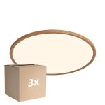 Mehrfachpackung 3x Nordlux LED Deckenleuchte Oja 42 Holz 24W 2150lm - 827 Extra Warmweiß | Dimmbar