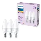 Mehrfachpackung 3x Philips Glühbirne LED E14 Kerze Matt 5W 470lm - 827 Extra Warmweiß